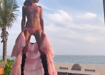 Kate Beckinsale posed in a pink bikini in an Instagram post, before hitting back at skinny-shamers