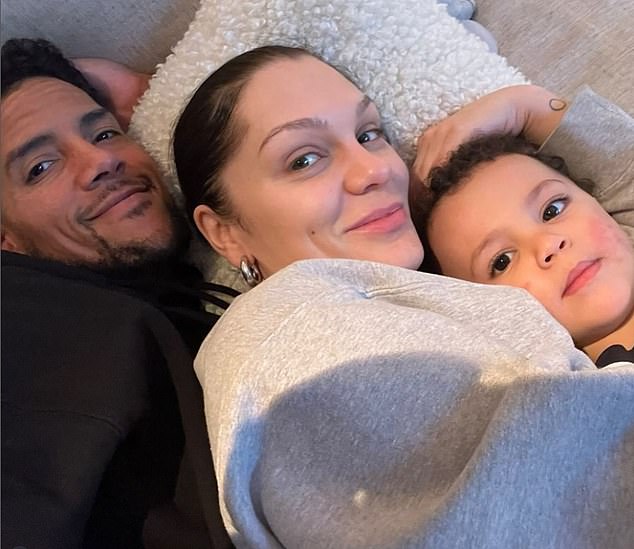 The mother-of-one with her son Sky and partner Chanan Safir Coleman (pictured in June)