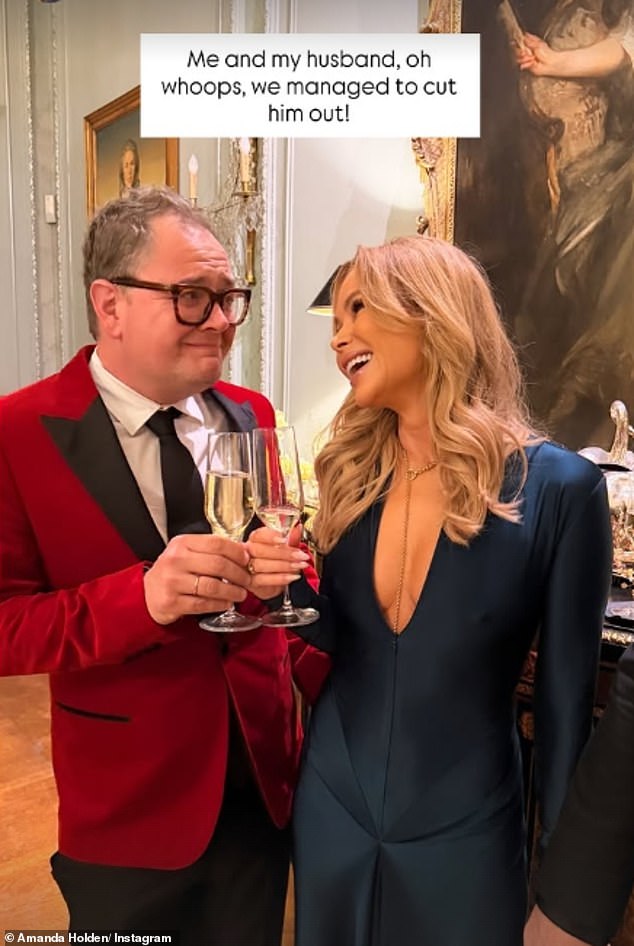 The BGT judge looked like she was having a great time as she quaffed back champagne with Alan
