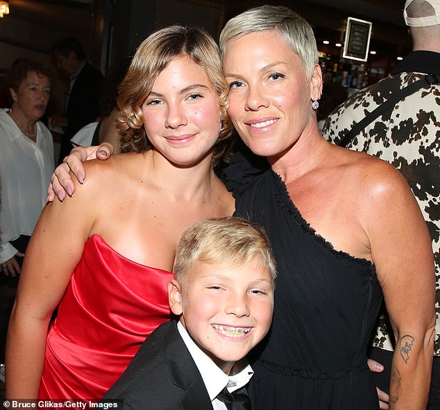 Pink and her kids posed together at Hamilton's 10th anniversary event in NYC in August