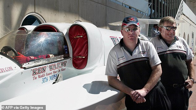 Bluebird will be piloted on Coniston Water by David Warby (left), son of current water speed world record holder Ken Warby (right)