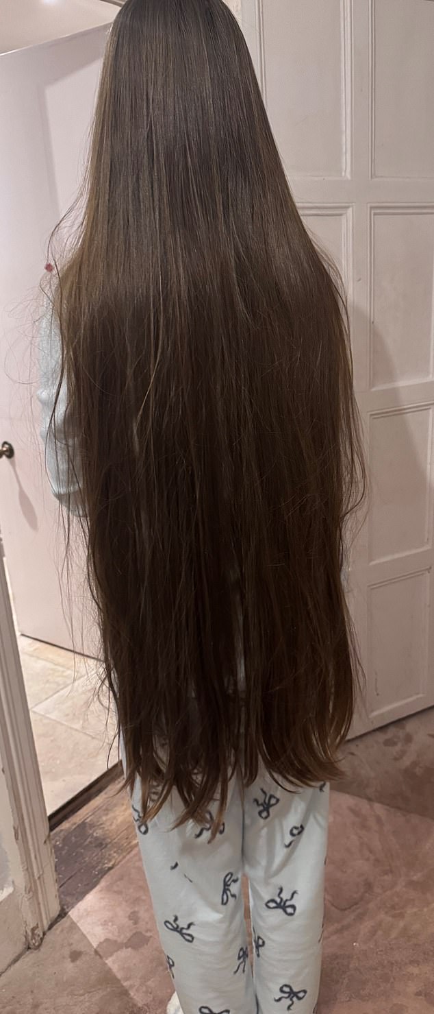 Seren spent eight years re-growing her hair after her treatment but on New Year's Eve decided to have it chopped off so she could donate it to other young cancer sufferers