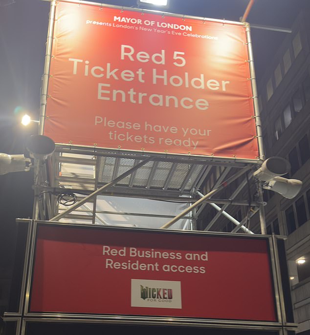 Branding from the movie 'Wicked: For Good' was also seen on signage in the area last night