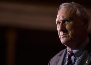 GOP Sen. John Kyl of Arizona is seen in a photo dated Sept. 5, 2018, before a mock swear-in ceremony in Washington, D.C. Kyl was tapped by Arizona's then-Gov. Doug Ducey to replace the late Sen. John McCain.