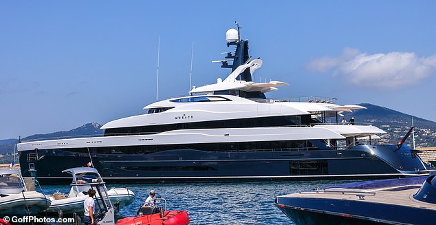 Michael Jordan's $115million superyacht - M Brace - is pictured in Saint-Tropez on July 29, 2023