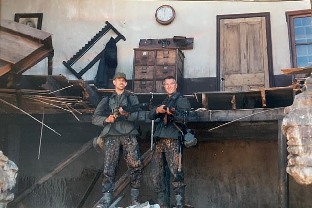 Andy, right, with fellow extra Ryan Hills