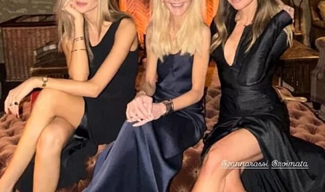 Victoria and David Beckham were in the party spirit as they rang in the New Year at their £12million home in the Cotswolds (pictured with Zanna Rassi and wellness guru Jessica Clarke)