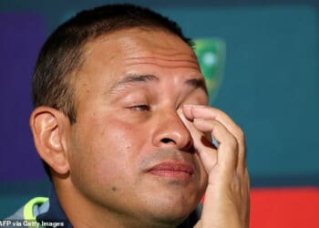 Usman Khawaja (pictured) was visibly emotional when making his retirement announcement