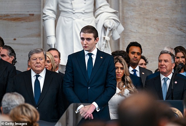 Barron has kept a low profile since his father took office for the second time, but was near his father as he was sworn in, and alongside the tech titans that Trump has welcomed into his vision for his second term