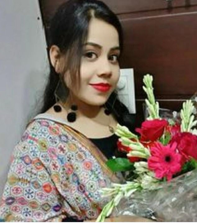 Pankaj Lamba, 24, was said to have contacted Madhu Pandey (pictured) from his hometown in India telling her to ¿be ready to live with him¿ hours after his wife Harshita Brella, 24, was murdered.