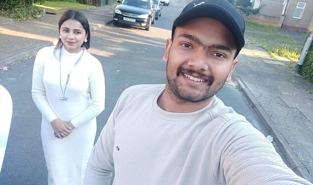 Harshita Brella, 24, (left) who was found dead and her husband Pankaj Lamba, also 24