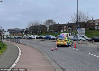 Emergency services rushed to the incident on the A289 Gads Hill at around 12.10pm as paramedics treated the man at the scene, who was later pronouced dead