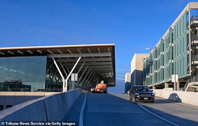 The unidentified man's tirade came amid an investigation into a bomb threat that temporarily disrupted operations at the Kansas City International Airport (pictured) on Wednesday