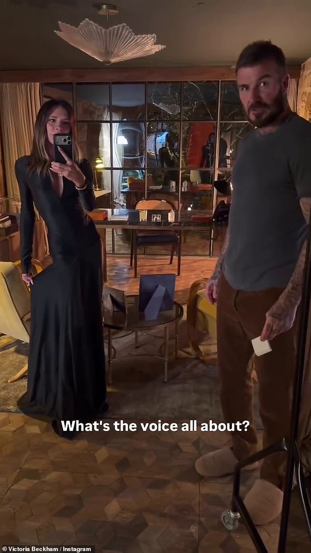 Victoria took to Instagram to show off her £1,290 dress from her brand - but was interrupted by David who told her she was overdressed