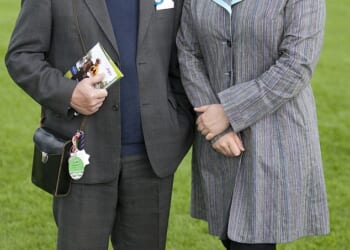 Clare Balding pictured with her father Ian at Newbury racecourse in May 2012