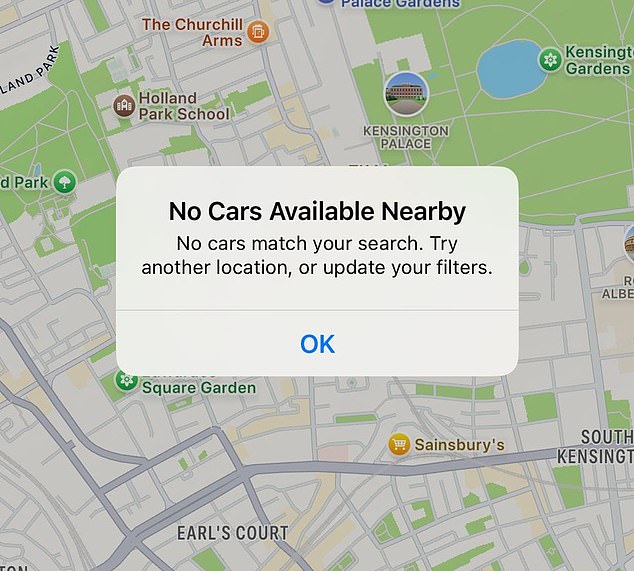 British Zipcar users who open the car-sharing app today are greeted with the message that there are no cars available