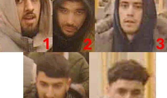 These are the faces of the five men who British Transport Police want to speak to