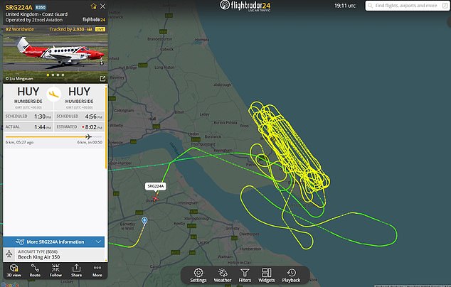 The Coastguard plane has been doing laps of the area as part of the operation