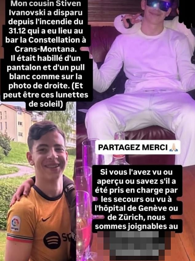 An urgent appeal for help is being made by family and friends after the disappearance of young Stiven Ivanovski in Switzerland