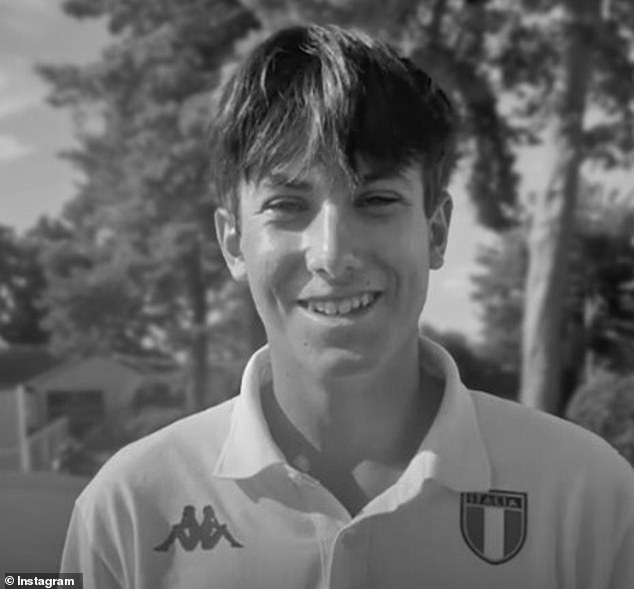 The first victim of deadly New Year's Eve fire that tore through a bar at an Alpine ski resort has been named as 17-year-old Italian golfer Emmanuele Galeppini (pictured)
