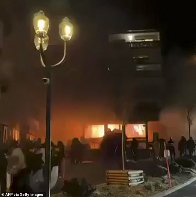 A grab of a video obtained from the X account of @Tyroneking36852 shows a fire in a bar in Crans-Montana, a ski resort in the canton of Valais, Switzerland, early on January 1, 2026