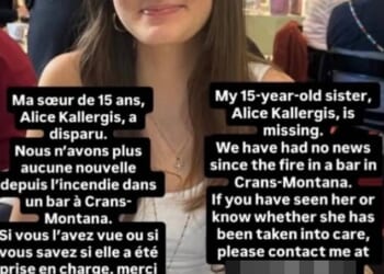 Alice Kallergis, a 15-year-old Greek national, has been missing since the Swiss fire