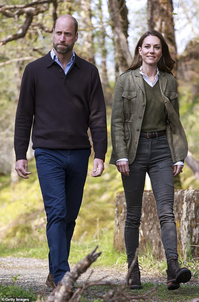 Prince William and Princess Catherin during a visit to Ardura Community Forest on April 30, 2025