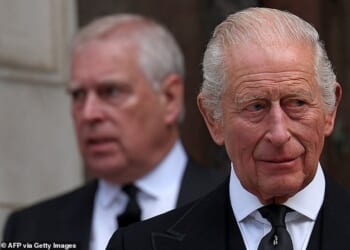 There were times in the last tumultuous 12 months when the Andrew Mountbatten-Windsor drama threatened to obliterate not just all the good works of the Royal Family but also the long-term security of the House of Windsor and its grip on the nation’s affections, writes Richard Kay. Pictured: Andrew Mountbatten-Windsor next to King Charles at the funeral of the late Katherine, Duchess of Kent on September 16, 2025