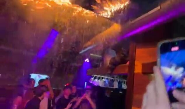 Footage from inside Le Constellation appeared to show foam attached to the ceiling catching fire rapidly