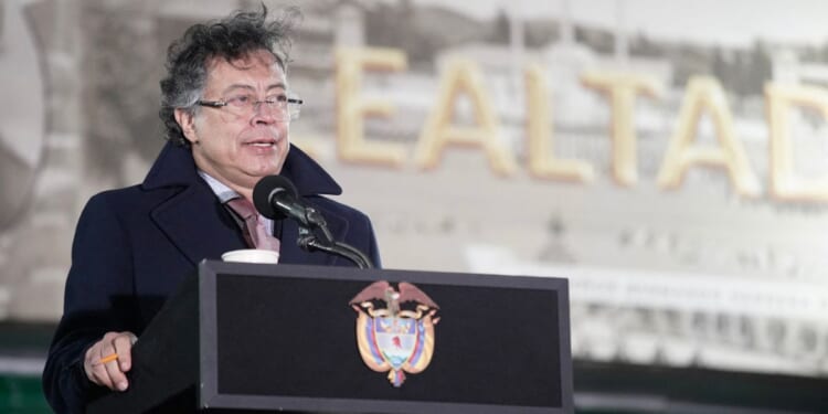 Colombia's President Gustavo Petro delivers a speech during a military ceremony to introduce the new commanders of the Armed Forces in Bogota on December 29, 2025.