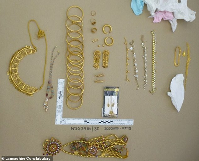 Around £27k of Dr Sacharvi's jewellery (pictured) was discovered in the loft at Khan's home