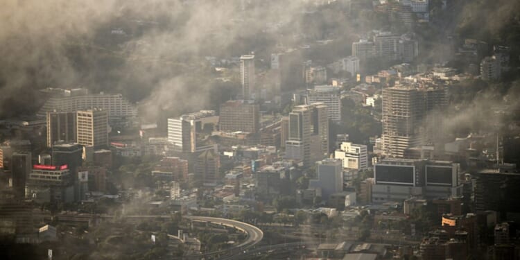 General view of Caracas at dawn on January 1, 2026.