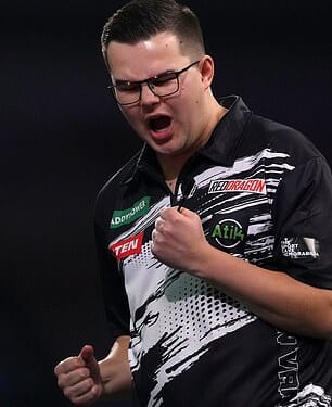 Gian van Veen (pictured) will look to cause an upset against defending champion Luke Littler in the World Darts Championship final on Saturday night at Alexandra Palace