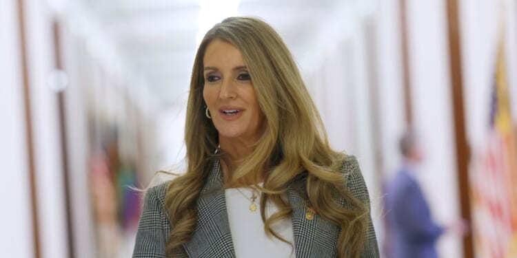 Kelly Loeffler of the Small Business Administration walks through the Russell Senate Office Building on Dec. 18, 2024, in Washington, D.C.