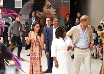 Meghan Markle (left) sought to 'take the lead' when a 'rogue' Prince Harry (right) upset her 'carefully planned choreography' during their quasi-royal Colombian tour in August 2024, a body language expert has claimed