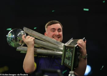 Luke Littler claimed the World Darts Championship for the second year running by thrashing Gian van Veen 7-1 in the final