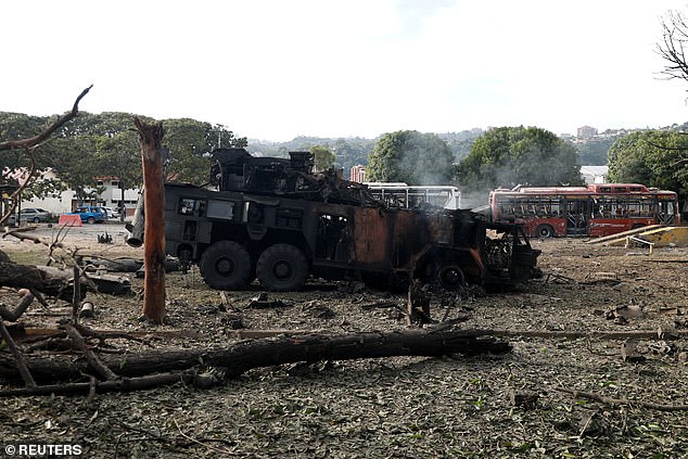 A destroyed anti-aircraft unit at La Carlota military air base in Caracas (Pictured on January 3, 2026)