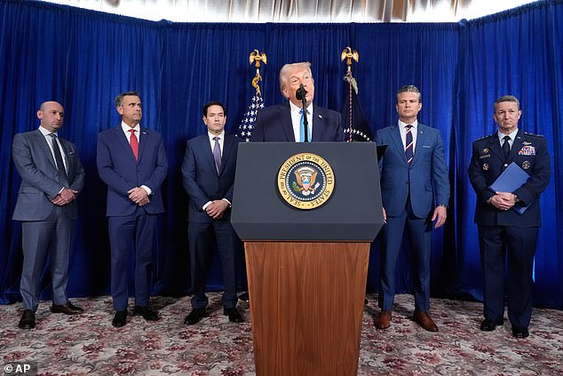 Trump updates Americans on his capture of Venezuelan President Nicolas Maduro at Mar-a-Lago on Saturday afternoon, flanked by White House cabinet members including Secretary of State Marco Rubio and Defense Secretary Pete Hegseth