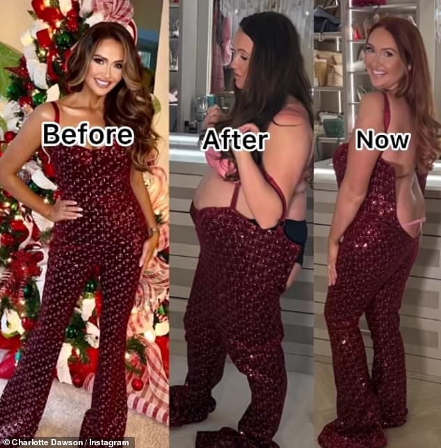 Earlier this month Charlotte shared three snaps - with one showing her at her smallest, a second before she had started her weight loss journey and a third depicting her current body