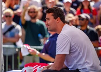 Charlie Kirk speaks at Utah Valley University on Sept. 10, 2025, in Orem, Utah.