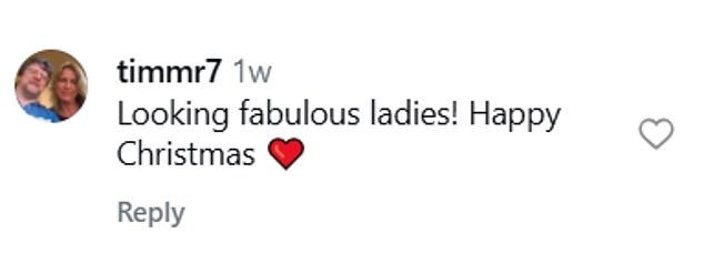 And their fans were left in awe at their youthful appearances as one penned: 'Beautiful'; 'Looking fabulous ladies! Happy Christmas'; 'Ageless'