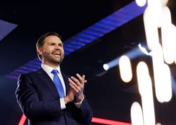 Vice President J.D. Vance speaks on the final day of Turning Point USA's annual AmericaFest conference at the Phoenix Convention Center on Dec. 21, 2025, in Phoenix, Arizona.