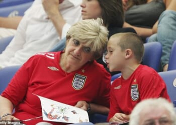 Sandra Beckham with Brooklyn watching his father at the 2006 World Cup