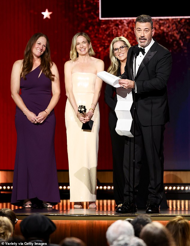 The star's wife, Molly McNearney, who serves as co-head writer and executive producer of Jimmy Kimmel Live!, was present on stage