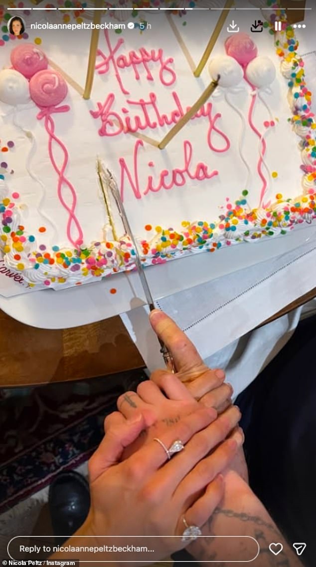 Nicola celebrated her 31st with a pink themed birthday party with Brooklyn, who helped her cut the cake