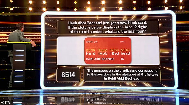 This was the final answer that Michelle cracked - revealing how the digits and alphabet corresponded. Did you get it right?