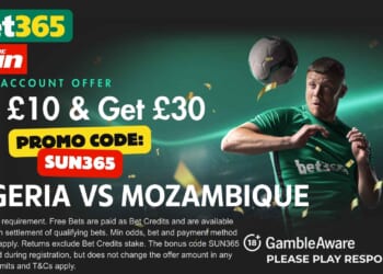 £30 bonus for Nigeria vs Mozambique with SUN365