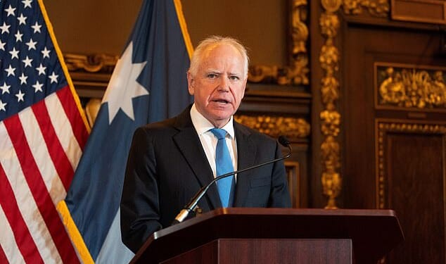 Minnesota Governor Tim Walz speaks to reporters after he announced that he would not seek reelection, at the Minnesota State Capitol in St. Paul, Minnesota, U.S. January 5, 2026.