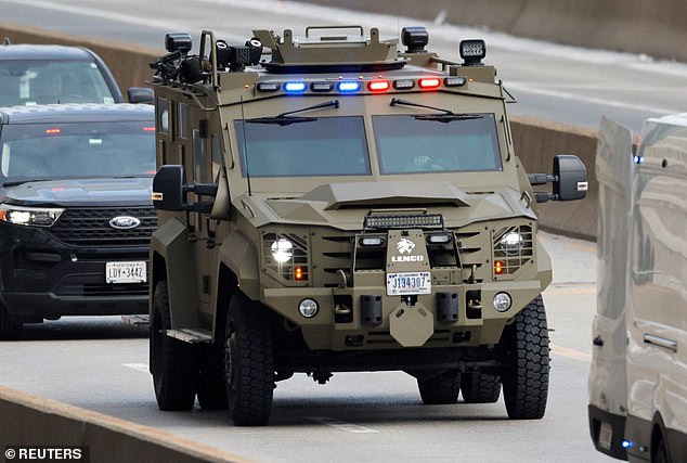 A vehicle carrying the ousted Venezuelan president and his wife drives off after his arraignment at the Manhattan courthouse