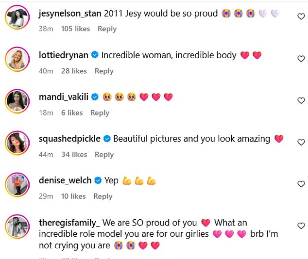 Fans and friends rushed to the comments to share sweet messages with several gushing how 'incredible and strong' Jesy is